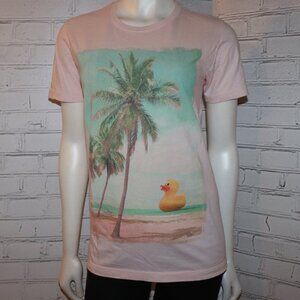 🌊🦆 Ocean Theme Pink Tee w/ Duck · Size S · Univibe